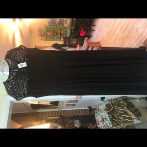 NWT Black Jersey Lace Yoke Maxi Dress